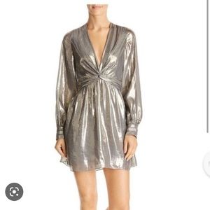 Ramy Brook Elise Metallic Party Silk Mini Dress In Platinum Sz :2 New with Tags